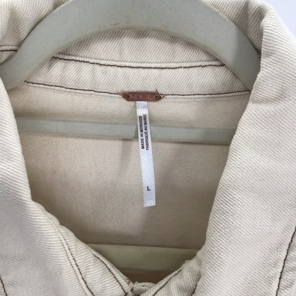 Free People Eisenhower Denim Twill Jacket Casual Boho Ivory Slouchy NWT Size L - Picture 6 of 11